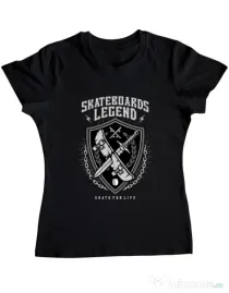 Tricou ADLER dama Skateboards Legend Negru