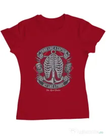 Tricou ADLER dama Think Like A Captain Act Like A Pirate Rosu