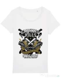 Tricou STANLEY STELLA dama Smoking Kills Alb