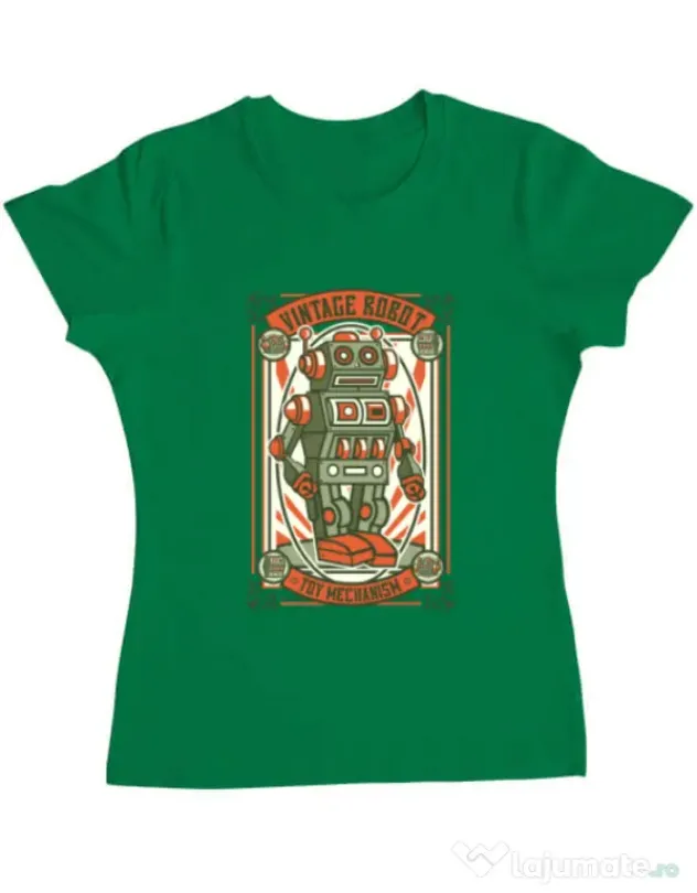 Tricou ADLER dama Vintage Robot Verde mediu