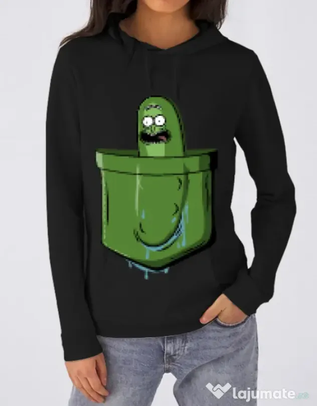Hoodie dama cu gluga Pocket Pickle Negru