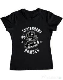 Tricou ADLER dama Skateboard Bomber Negru