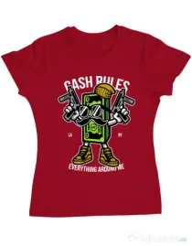 Tricou ADLER dama Cash rules Rosu