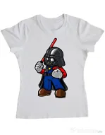 Tricou ADLER dama Darth plumber Alb