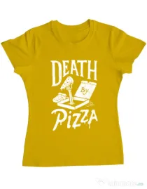 Tricou ADLER dama Death By Pizza Galben