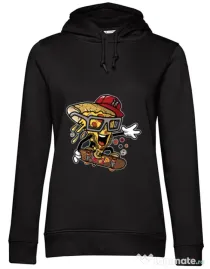 Hoodie dama cu gluga Pizza Skater Negru