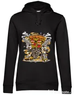Hoodie dama cu gluga Pizza Gangster Negru