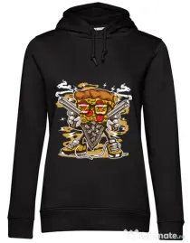 Hoodie dama cu gluga Pizza Gangster Negru