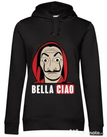 Hoodie dama cu gluga Bella ciao Negru