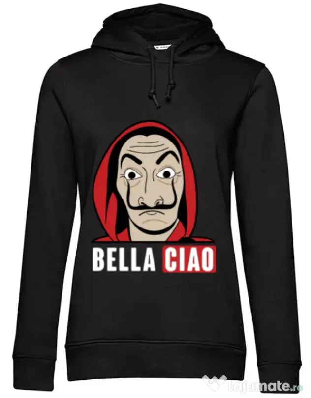 Hoodie dama cu gluga Bella ciao Negru