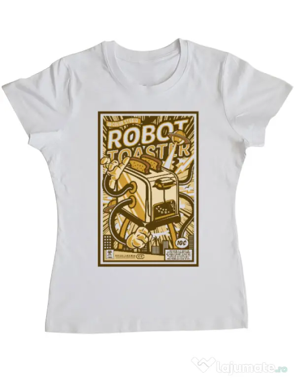 Tricou ADLER dama Robot Toaster Alb