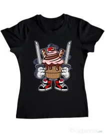 Tricou ADLER dama Ice Cream Ninja Negru
