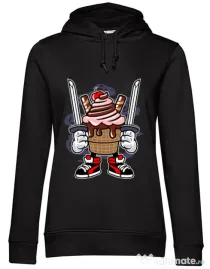 Hoodie dama cu gluga Ice Cream Ninja Negru