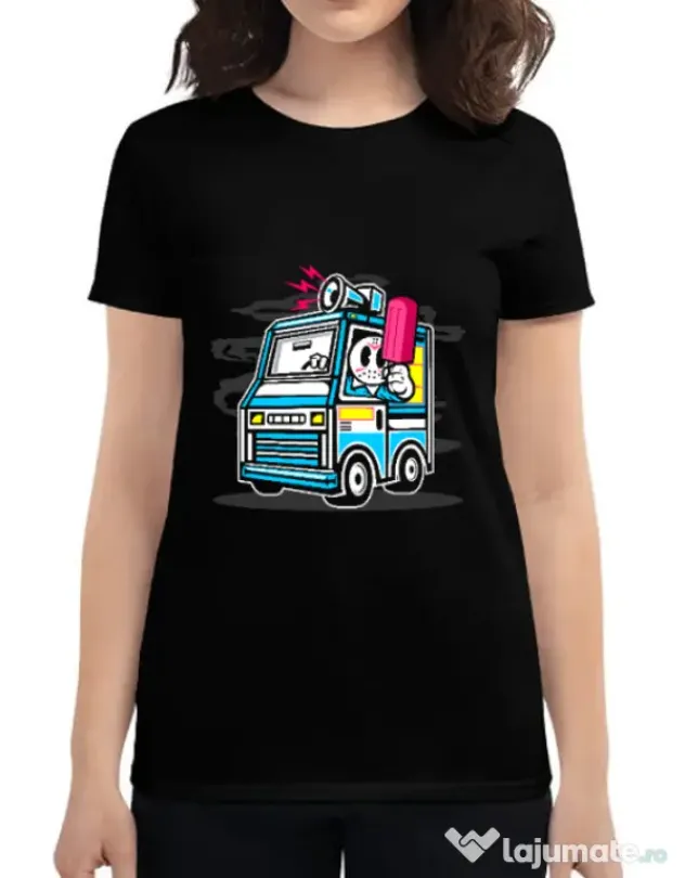 Tricou ADLER dama Ice Cream Truck Negru
