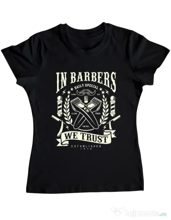 Tricou ADLER dama In Barbers We Trust Negru