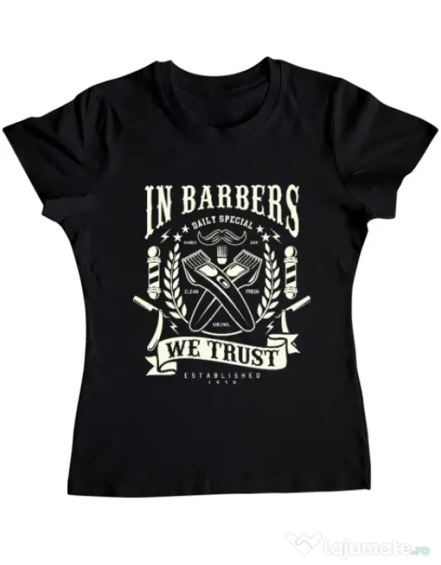 Tricou ADLER dama In Barbers We Trust Negru