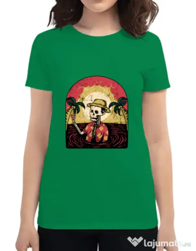 Tricou ADLER dama Welcome to My Paradise Verde mediu