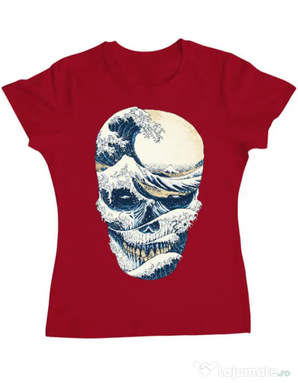 Tricou ADLER dama The Great Wave off Skull Rosu