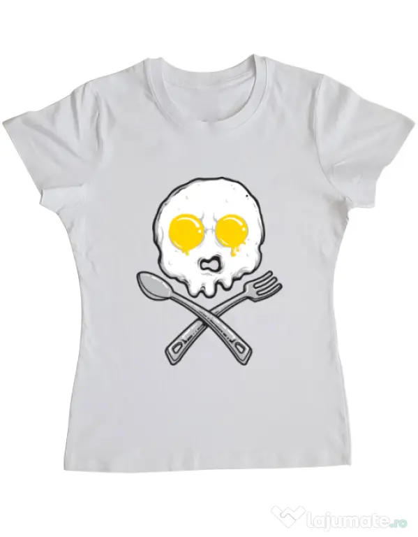 Tricou ADLER dama Eggskull Alb