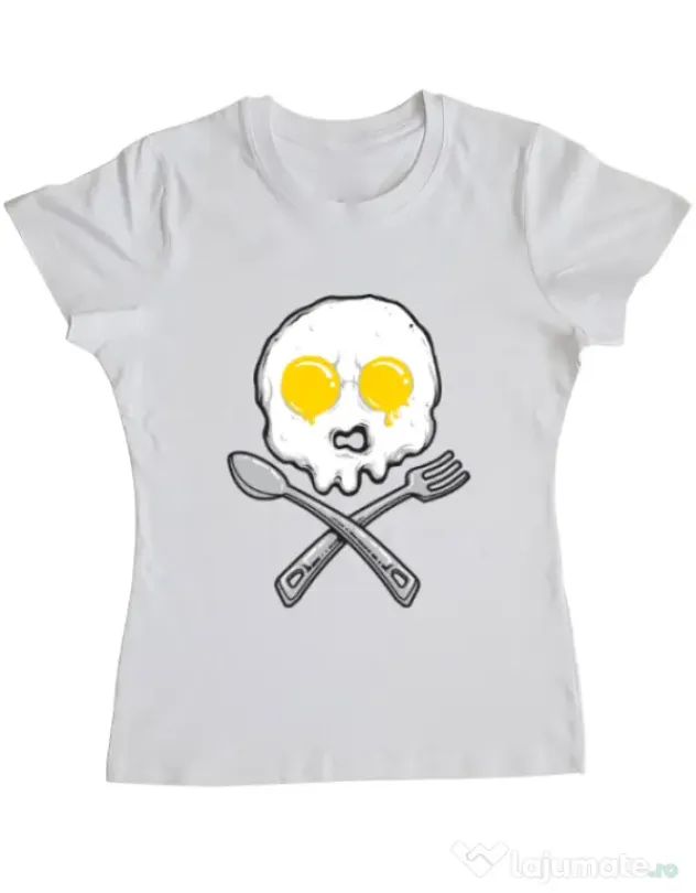 Tricou ADLER dama Eggskull Alb