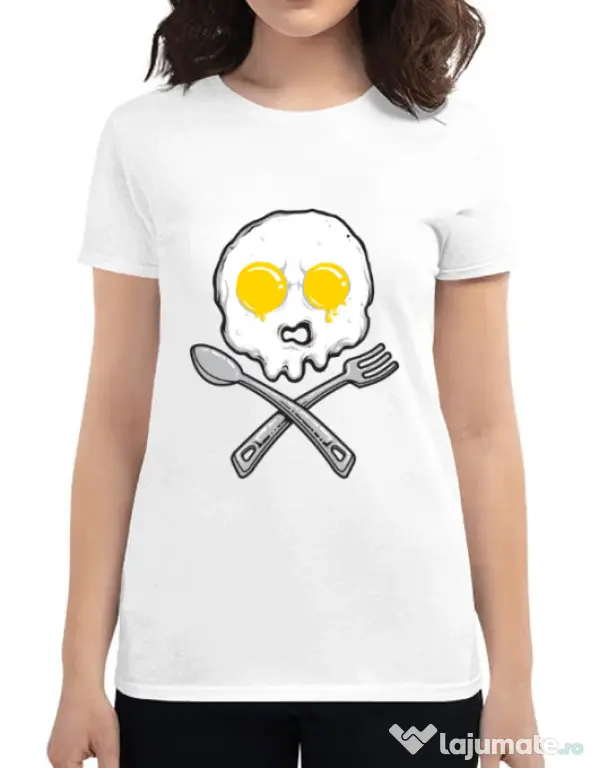 Tricou ADLER dama Eggskull Alb