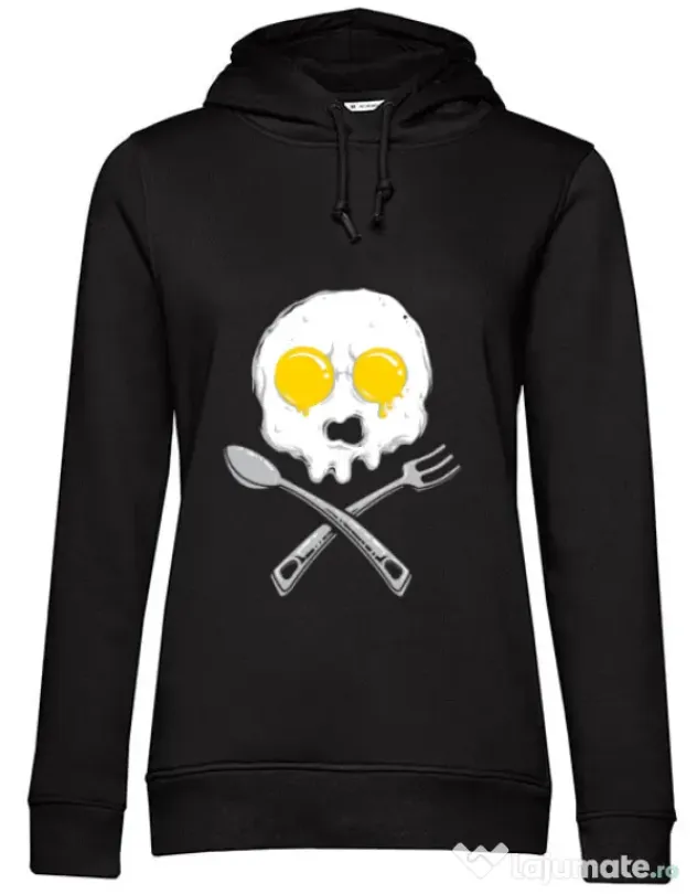Hoodie dama cu gluga Eggskull Negru