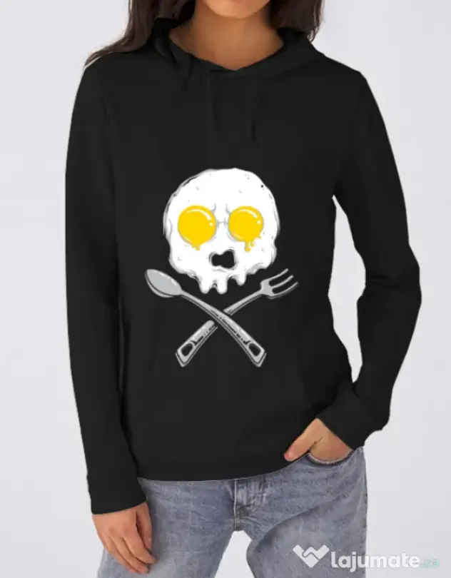 Hoodie dama cu gluga Eggskull Negru