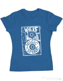 Tricou ADLER dama Where words fail, music speaks Albastru azuriu