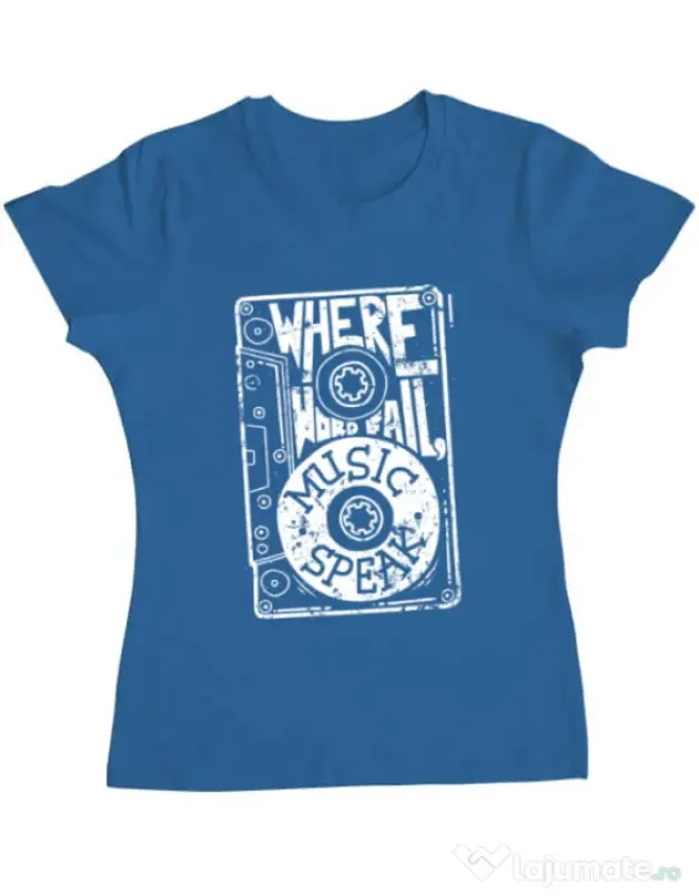 Tricou ADLER dama Where words fail, music speaks Albastru azuriu