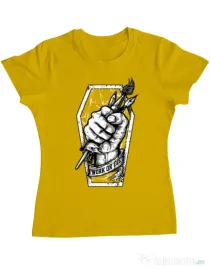 Tricou ADLER dama Work or Die Galben