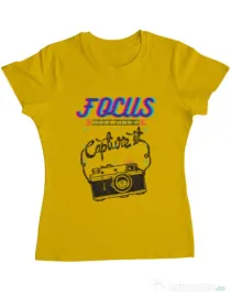 Tricou ADLER dama Focus and than Capture it Galben