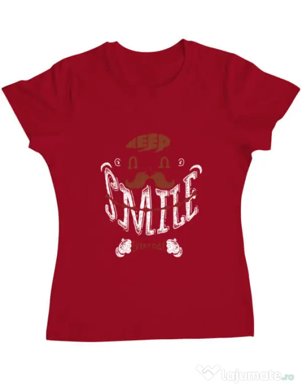 Tricou ADLER dama Keep smile everyday Rosu