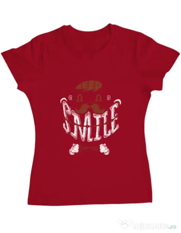 Tricou ADLER dama Keep smile everyday Rosu