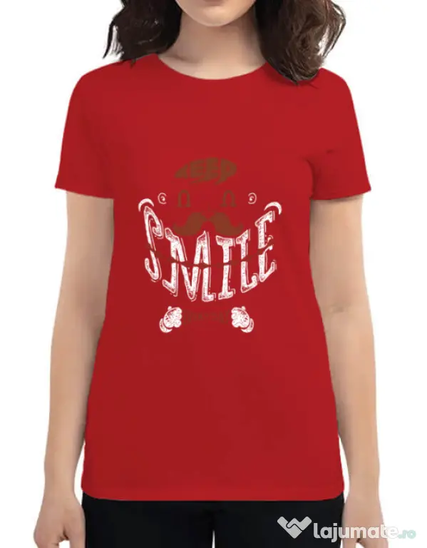Tricou ADLER dama Keep smile everyday Rosu