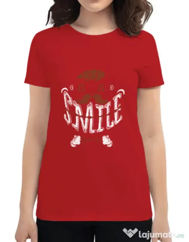 Tricou ADLER dama Keep smile everyday Rosu