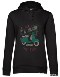Hoodie dama cu gluga Life is a journey enjoy the ride Negru