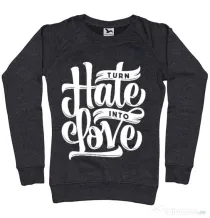Bluza ADLER dama Turn Hate Into Love Negru melanj