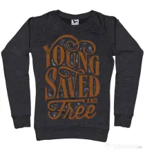 Bluza ADLER dama Young Saved And Free Negru melanj