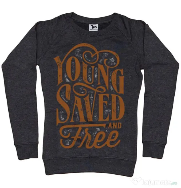 Bluza ADLER dama Young Saved And Free Negru melanj