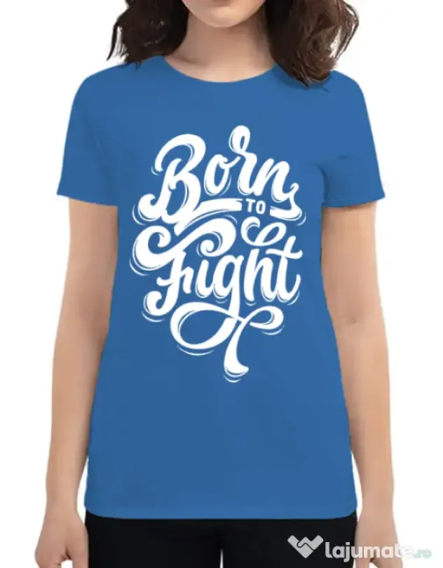 Tricou ADLER dama Born To Fight Albastru azuriu