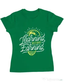 Tricou ADLER dama Learning Before Earning Verde mediu