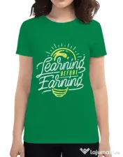 Tricou ADLER dama Learning Before Earning Verde mediu