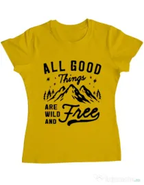 Tricou ADLER dama All Good Things Are Wild And Free Galben
