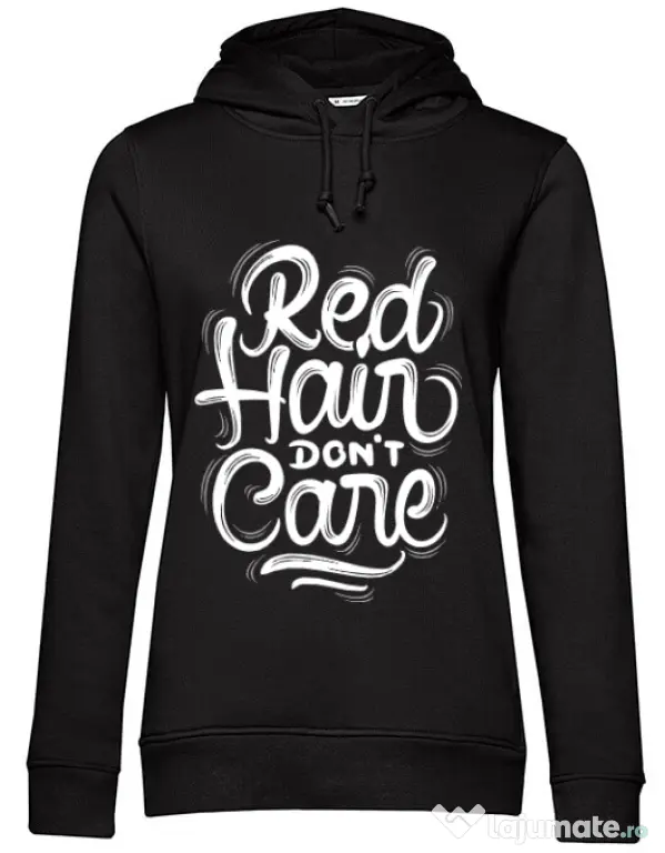 Hoodie dama cu gluga Red Hair Dont Care Negru