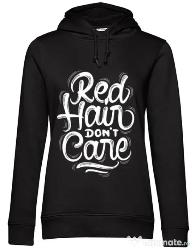 Hoodie dama cu gluga Red Hair Dont Care Negru