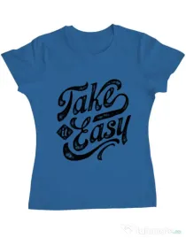 Tricou ADLER dama Take it easy Albastru azuriu