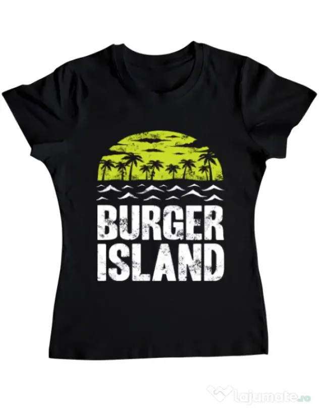 Tricou ADLER dama Burger island Negru