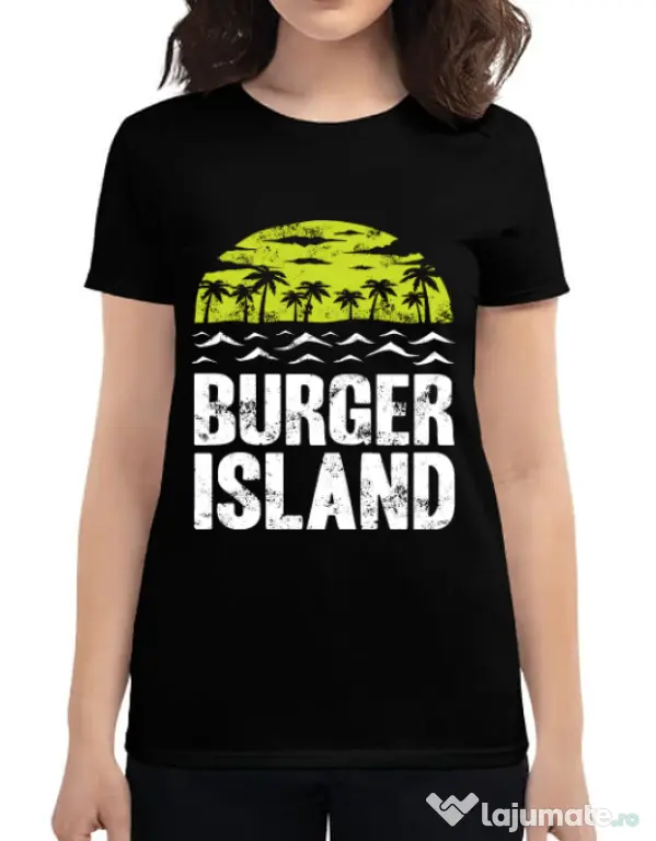 Tricou ADLER dama Burger island Negru