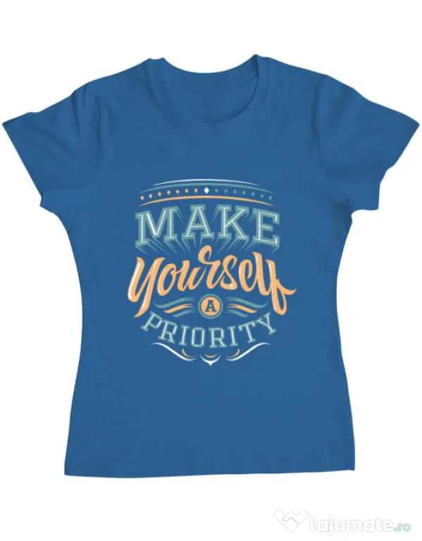 Tricou ADLER dama Make yourself a priority Albastru azuriu
