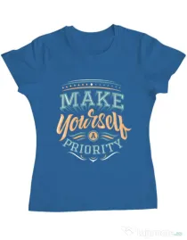 Tricou ADLER dama Make yourself a priority Albastru azuriu